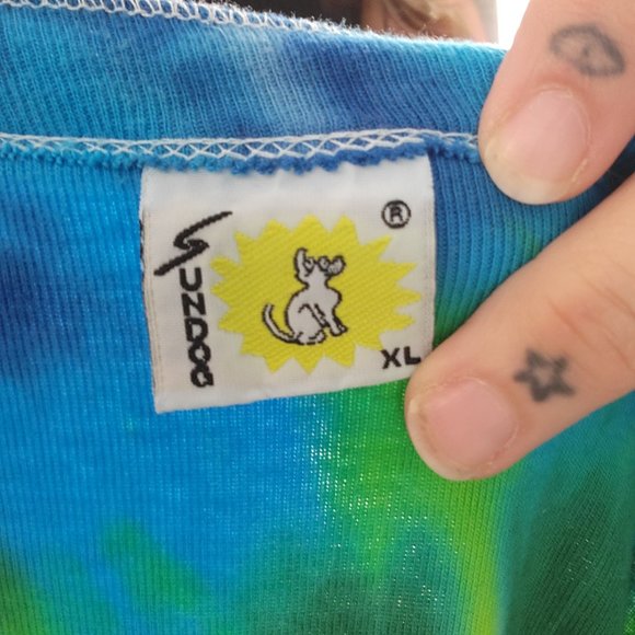 Vtg 90s SUNDOG Psychedelic Rainbow Swirl Tie Dye Union Suit Unisex XL - EUC - Picture 10 of 12